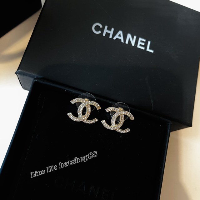 Chanel專櫃新款飾品 香奈兒22春夏新品滿鑽雙C耳釘 zgb2483